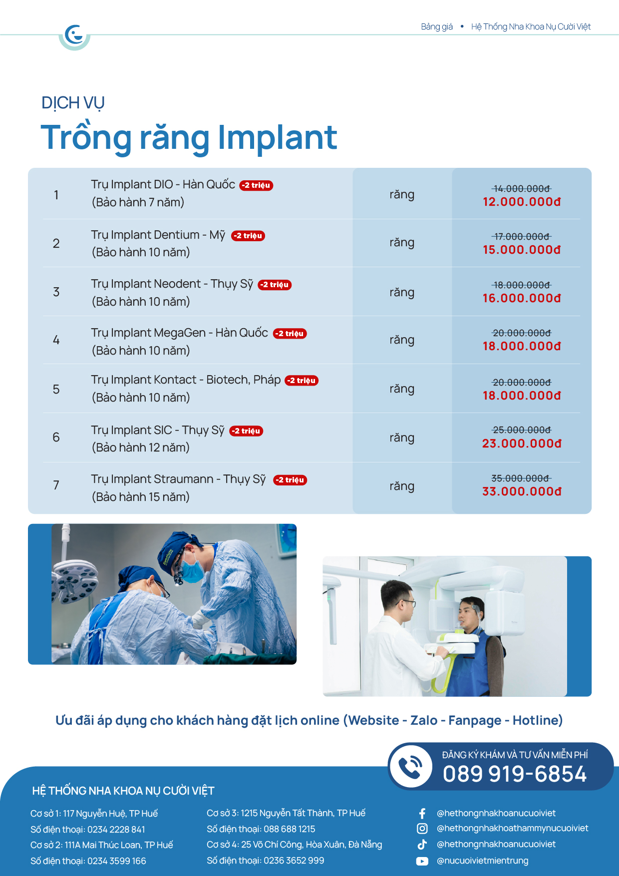 bảng giá trồng răng implant đơn lẻ