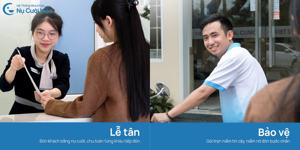 nha khoa nụ cười việt tuyển dụng lễ tân và bảo vệ